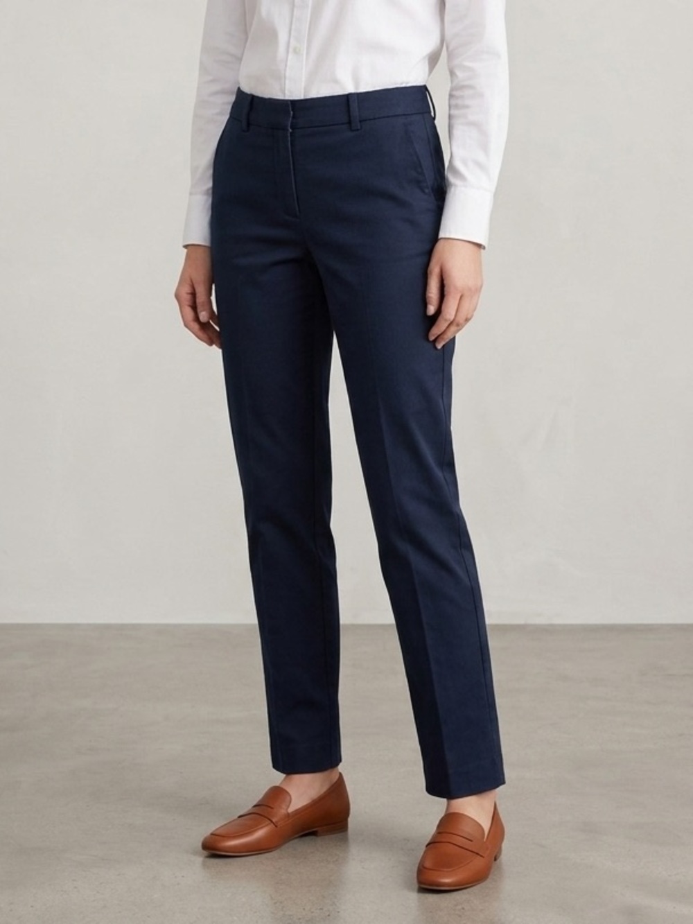 Banana Republic Navy Blue Hampton Fit Ankle Crop Pants Trousers Slim Size 6